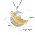 Factory Custom Animal Design Stainless Steel Moon Eagle Pendant Necklace